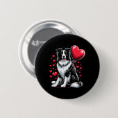 Border Collie Hund Valentinstag Hundebesitzer Vale Button (Vorne & Hinten)