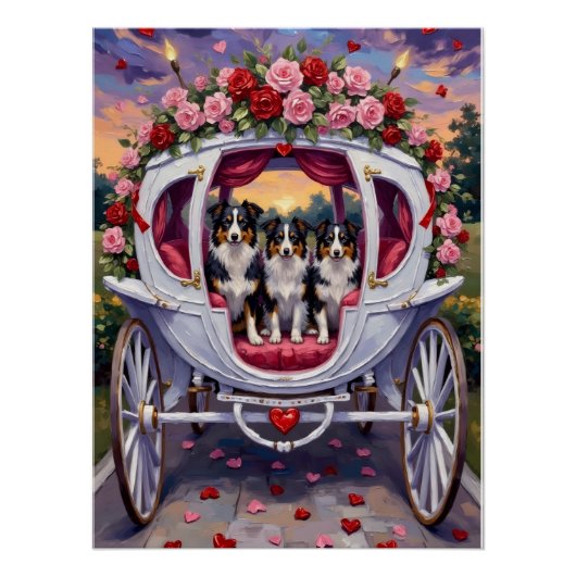 Border Collie Hund Valentinstag Poster (Vorderseite)