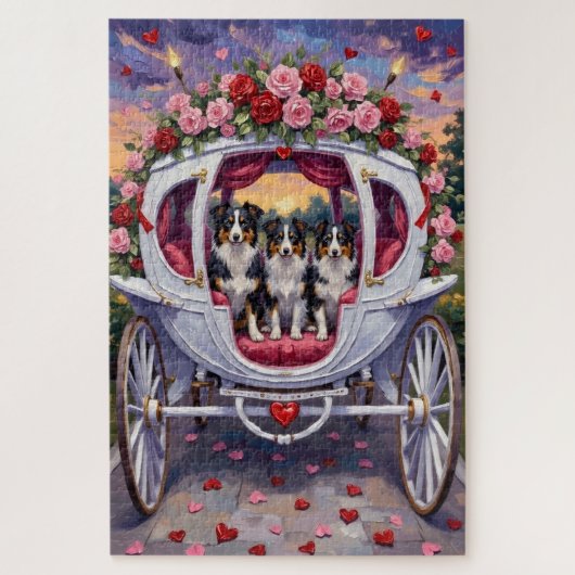 Border Collie Hund Valentinstag Puzzle (Vertikal)