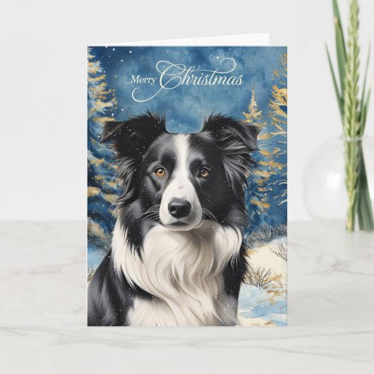 Border Collie Hund Wald Forst Weihnachten (Vorderseite)
