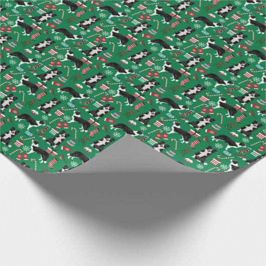 Border Collie Hund Weihnachten Geschenkpapier (Ecke)