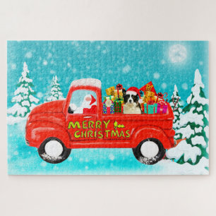 Border Collie Hund Weihnachten Santa Lieferwagen Puzzle