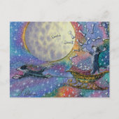 Border Collie Hund wirft Knochen in die Welt Postkarte (Vorderseite)