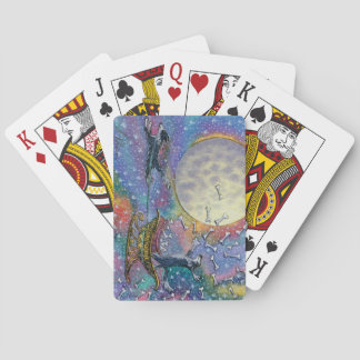 Border Collie Hund wirft Knochen in die Welt Spielkarten