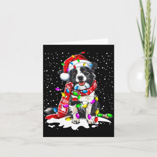 Border Collie Hund ziert Weihnachtsmann-Mütze an W Karte
