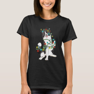 Border Collie Hunde Baum Weihnachtsbeleuchtung Xma T-Shirt