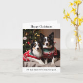Border Collie Hunde in Christmas Sweaters Karte (Gelbe Blume)