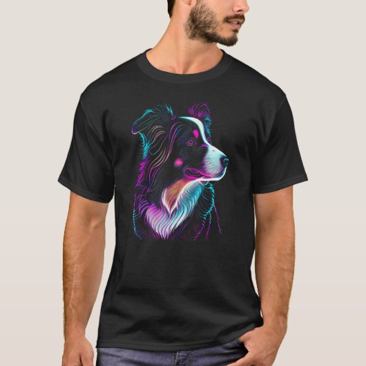 Border Collie Hunde Kunst Border Collie T-Shirt (Vorderseite)