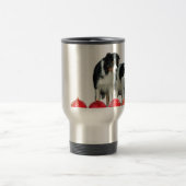 Border Collie Hunde mit Red Christmas Ornaments Reisebecher (Mittel)