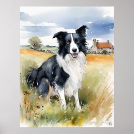 Border Collie - Hundekunst drucken Poster