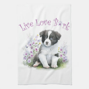 Border Collie Hundemama Floral Geschirrtuch