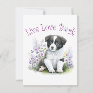 Border Collie Hundemama Floral Mitteilungskarte