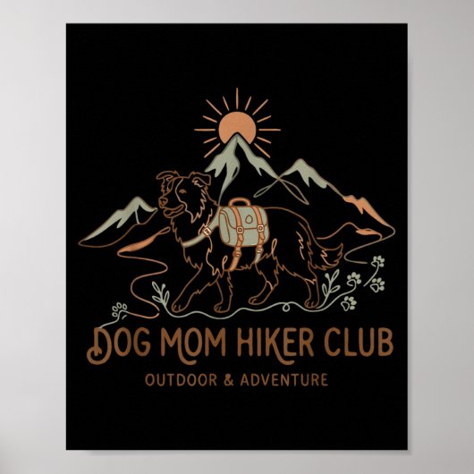 Border Collie Hundemutter Wanderclub Muttertag Poster (Vorne)