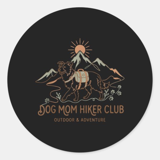 Border Collie Hundemutter Wanderclub Muttertag Runder Aufkleber (Vorderseite)