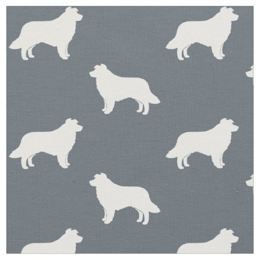 Border Collie-Hunderassen-Silhouetten-Muster Stoff (Nahaufnahme)