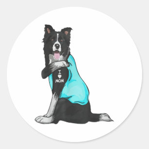 Border Collie I Liebe Mama Tattoo Apparel Dog Mama Runder Aufkleber