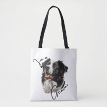 Border Collie 'I m a Genius' Tote Bag