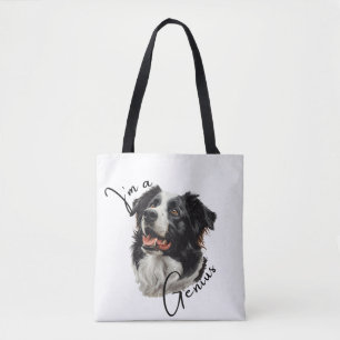 Border Collie 'I m a Genius' Tote Bag Tasche