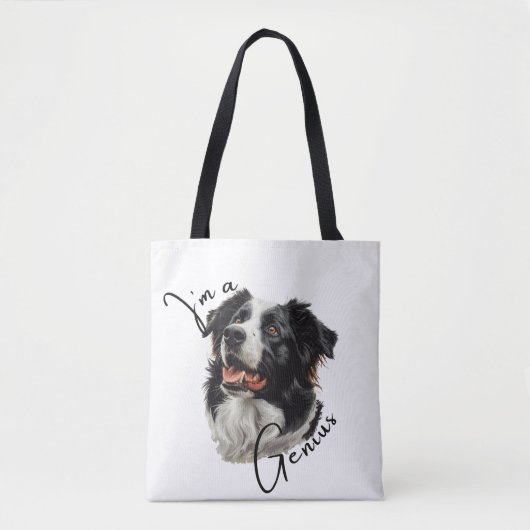 Border Collie 'I m a Genius' Tote Bag Tasche (Vorderseite)