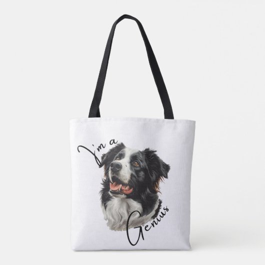 Border Collie 'I m a Genius' Tote Bag Tasche (Rückseite)