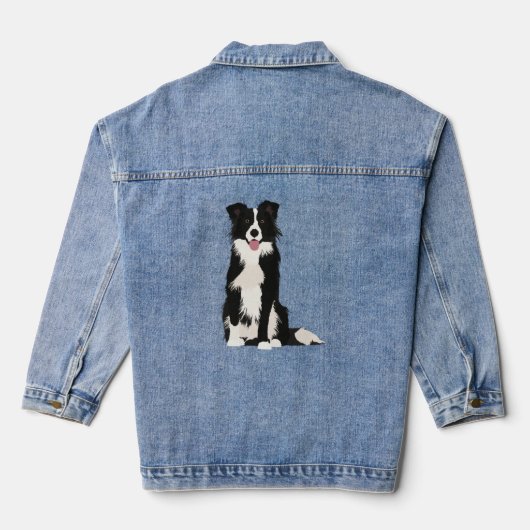Border Collie Illustration! Jeansjacke (Rückseite)