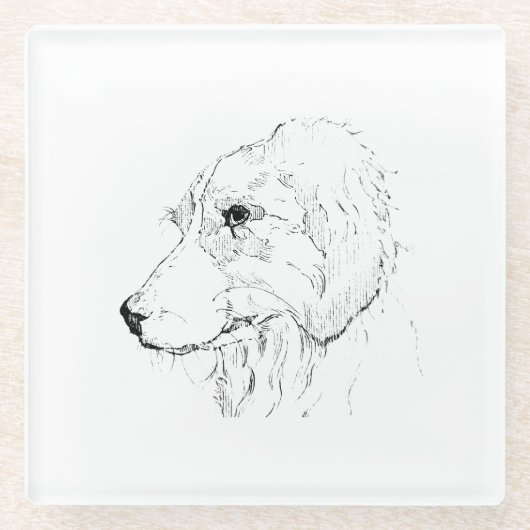 Border Collie Illustration – Minimalistische Kunst Glasuntersetzer (Vorderseite)