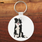 Border Collie Illustration! Schlüsselanhänger (Vorderseite)