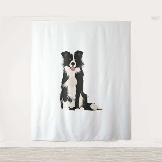 Border Collie Illustration! Wandteppich (Vorderseite)
