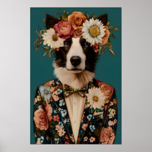 Border Collie im Anzug Poster, Border Collie Poster