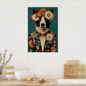 Border Collie im Anzug Poster, Border Collie Poster (Küche)