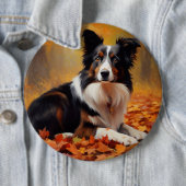 Border Collie im Herbst Leaves Fall Inspiriert Button (Beispiel)