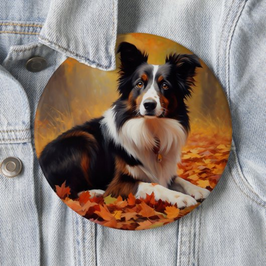 Border Collie im Herbst Leaves Fall Inspiriert Button (Beispiel)