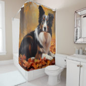 Border Collie im Herbst Leaves Fall Inspiriert Duschvorhang (Beispiel)