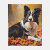Border Collie im Herbst Leaves Fall Inspiriert Fleecedecke (Vorderseite)