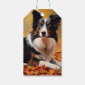 Border Collie im Herbst Leaves Fall Inspiriert Geschenkanhänger (Rückseite)