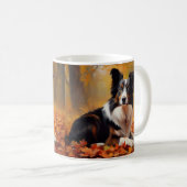 Border Collie im Herbst Leaves Fall Inspiriert Kaffeetasse (VorderseiteRechts)