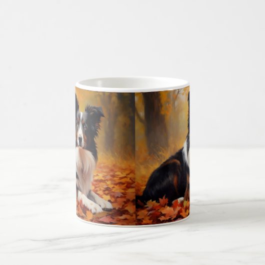 Border Collie im Herbst Leaves Fall Inspiriert Kaffeetasse (Mittel)
