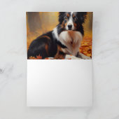 Border Collie im Herbst Leaves Fall Inspiriert Karte (Innenseite)