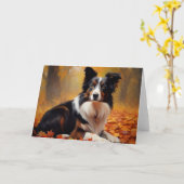Border Collie im Herbst Leaves Fall Inspiriert Karte (Gelbe Blume)