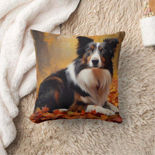 Border Collie im Herbst Leaves Fall Inspiriert Kissen