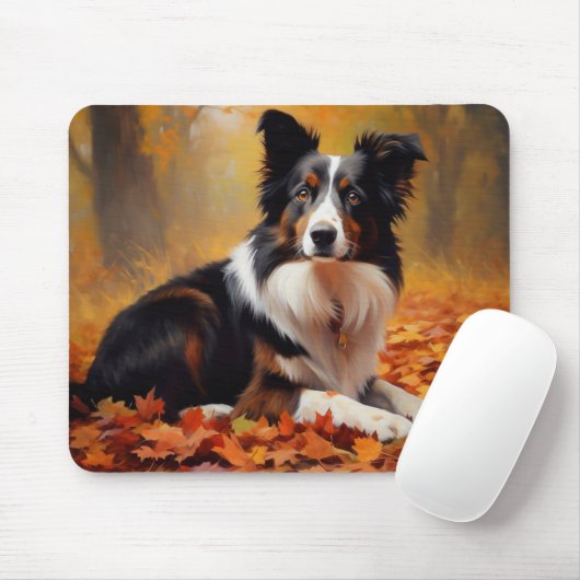 Border Collie im Herbst Leaves Fall Inspiriert Mousepad (Mit Mouse)