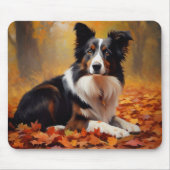 Border Collie im Herbst Leaves Fall Inspiriert Mousepad (Vorne)