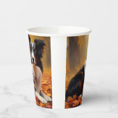 Border Collie im Herbst Leaves Fall Inspiriert Pappbecher (Links)