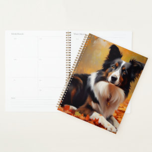 Border Collie im Herbst Leaves Fall Inspiriert Planer