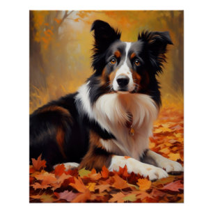 Border Collie im Herbst Leaves Fall Inspiriert Poster