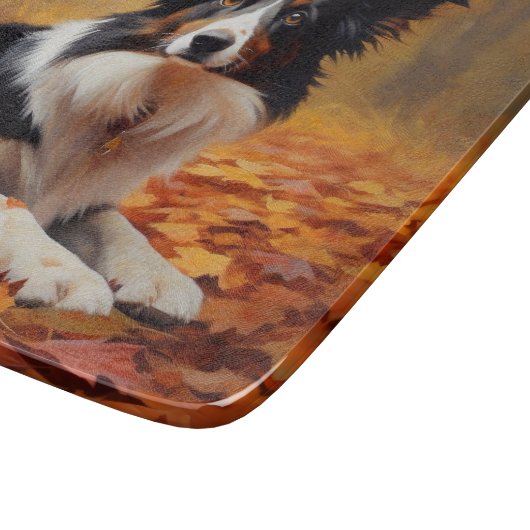 Border Collie im Herbst Leaves Fall Inspiriert Schneidebrett (Ecke)