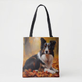 Border Collie im Herbst Leaves Fall Inspiriert Tasche (Vorderseite)