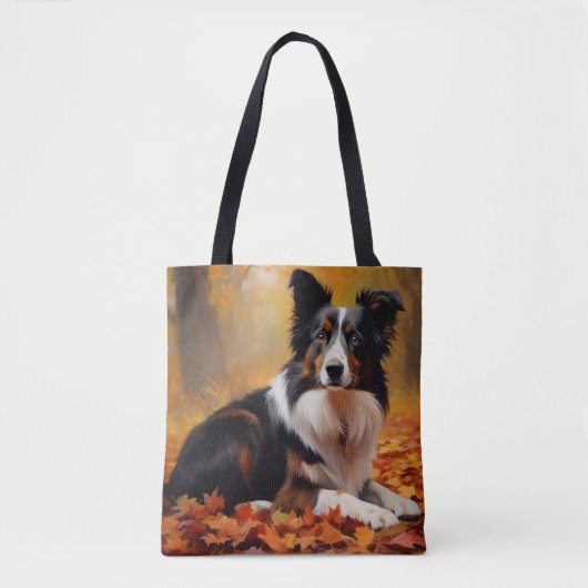 Border Collie im Herbst Leaves Fall Inspiriert Tasche (Vorderseite)