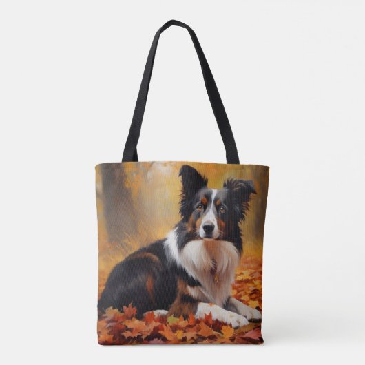 Border Collie im Herbst Leaves Fall Inspiriert Tasche (Rückseite)