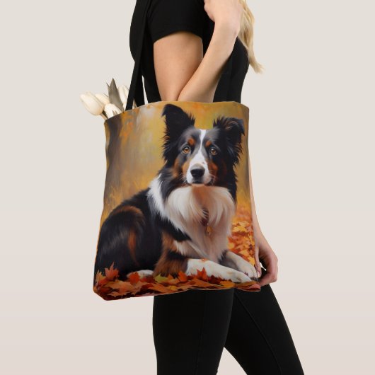 Border Collie im Herbst Leaves Fall Inspiriert Tasche (Von Nahem)